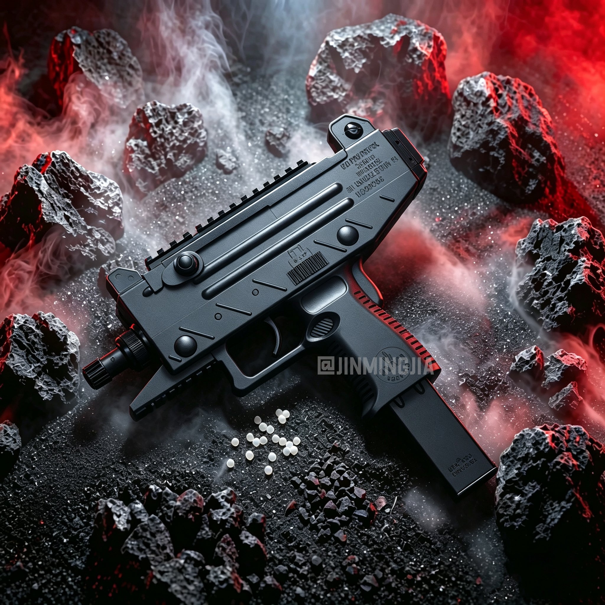 UZI GEL GUN Gel Blaster Toy Gun Red Black Color Electric Automatic Splatter Ball Blaster Full Metal Gearbox Vintage Tactical Shooting Toy For Adult Indoor Wargame - STJMJ Gel Blaster