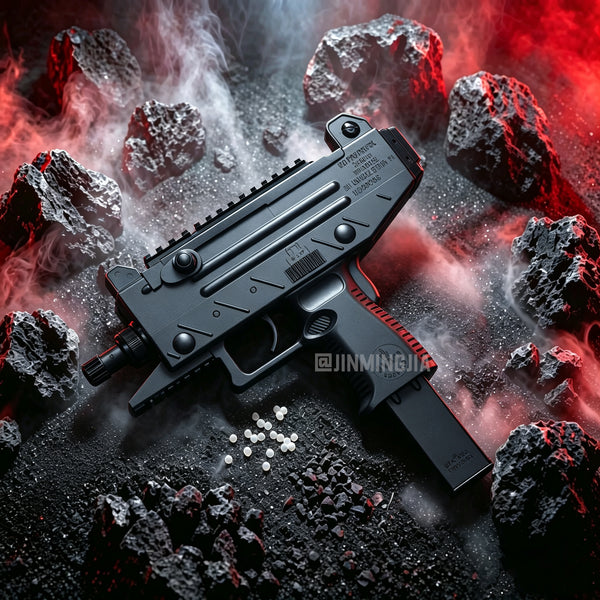 UZI GEL GUN Gel Blaster Toy Gun Red Black Color Electric Automatic Splatter Ball Blaster Full Metal Gearbox Vintage Tactical Shooting Toy For Adult Indoor Wargame - STJMJ Gel Blaster