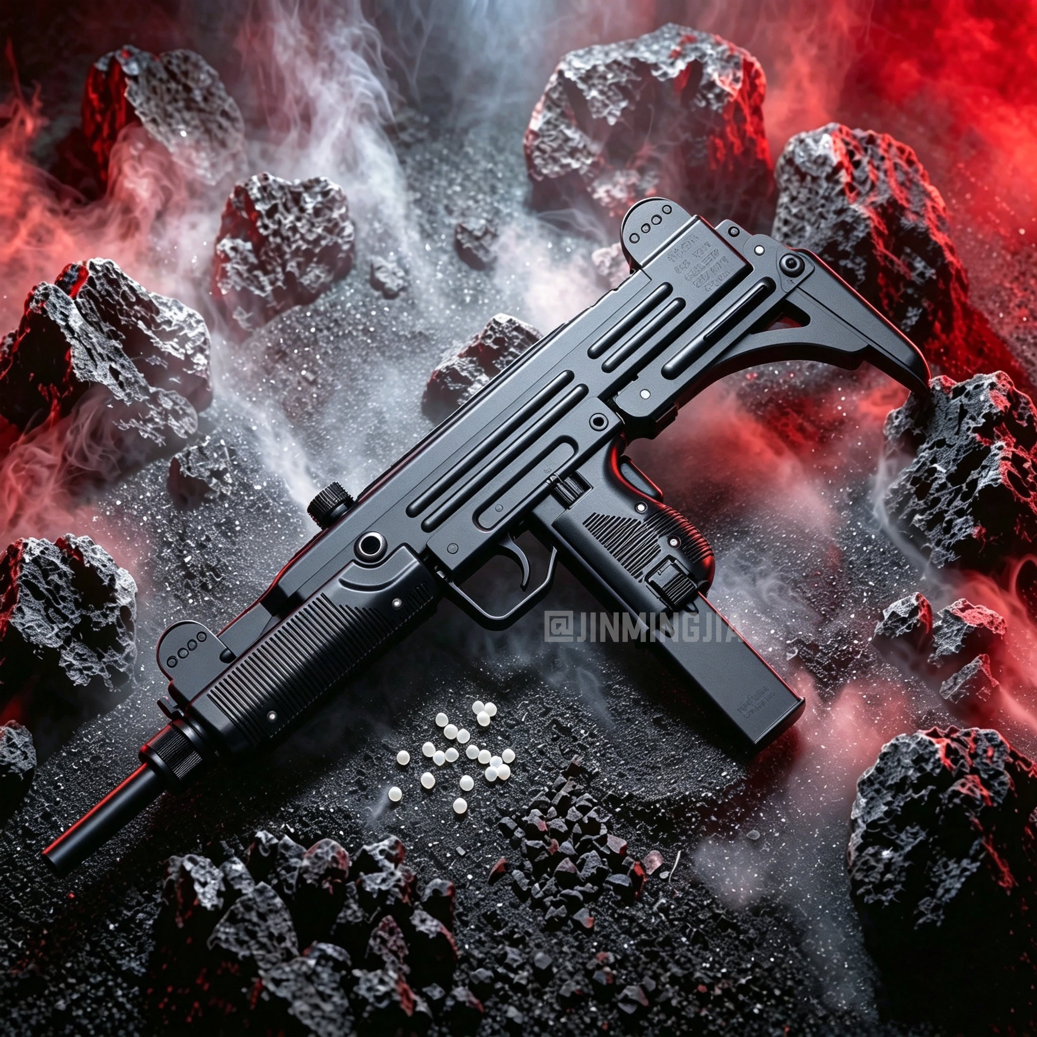 JINGMINGJIA Gel Blaster Toy Gun With Drum Magazine Full Metal Gearbox Electric Automatic Splatter Ball Blaster Vintage Tactical Shooting Toy For Adult Indoor Wargame - STJMJ Gel Blaster