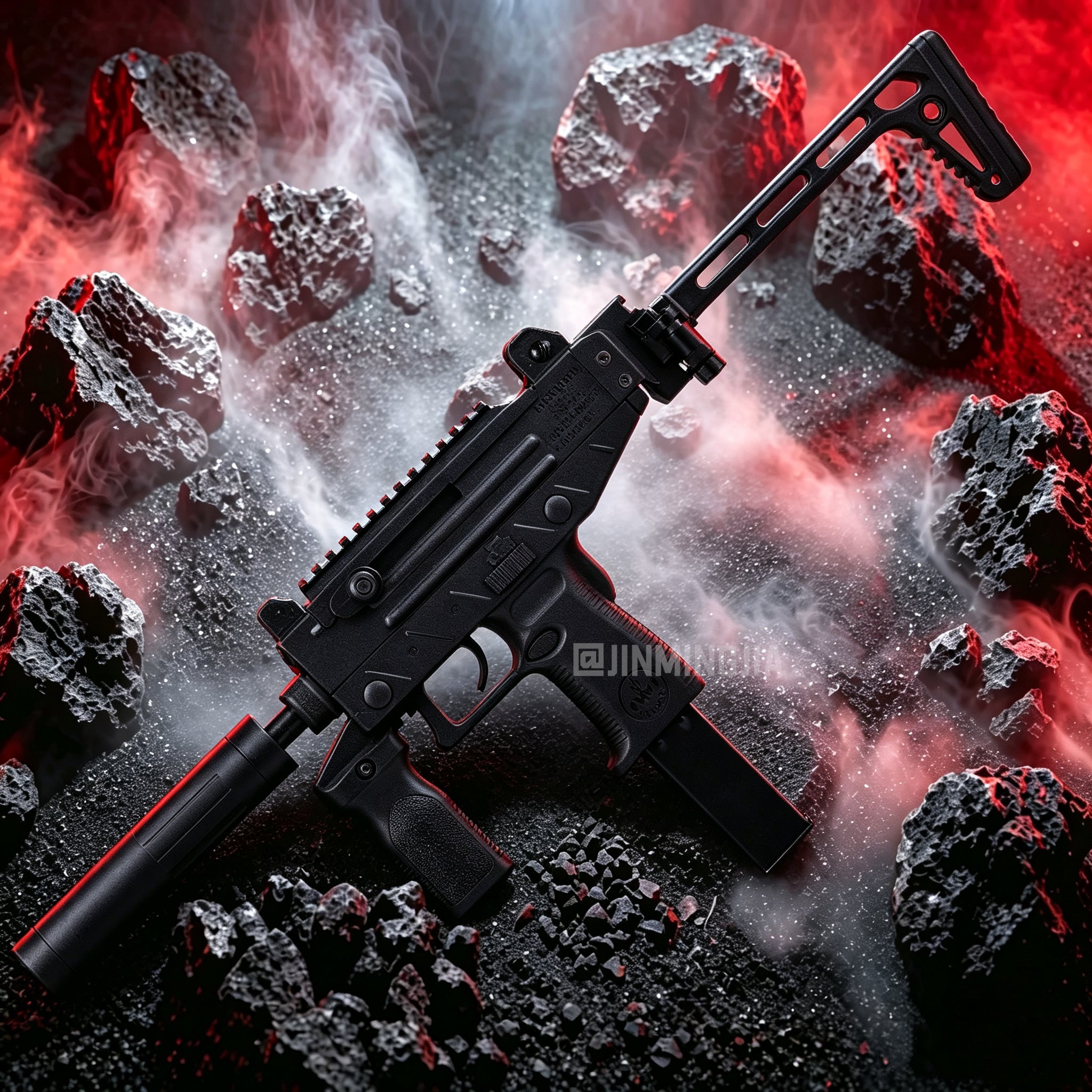 Red Black UZI Gel Ball Blaster Electric Auto Gel Blaster Vintage Toy Gun For Adult Game - STJMJ Gel Blaster