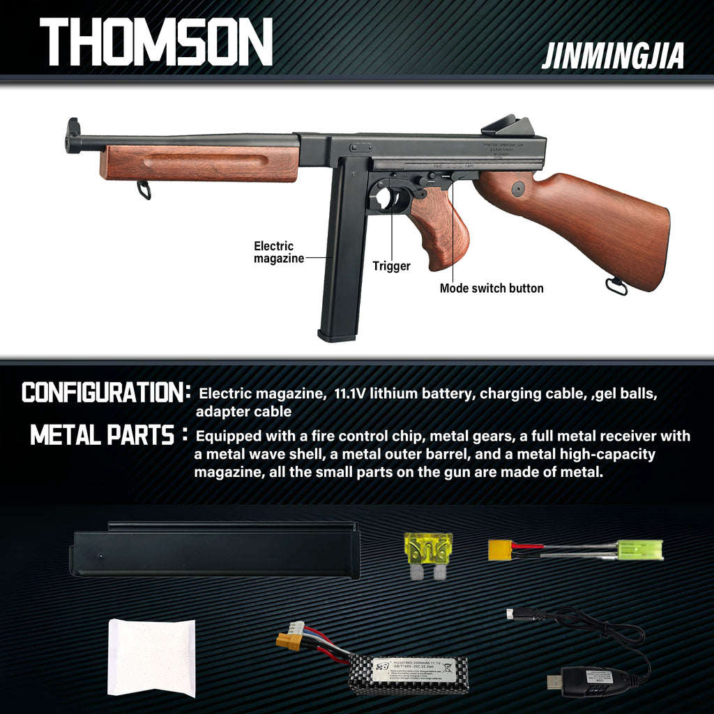 Thompson M1928 'Chicago Typewriter' submachine gun - STJMJ Gel Blaster