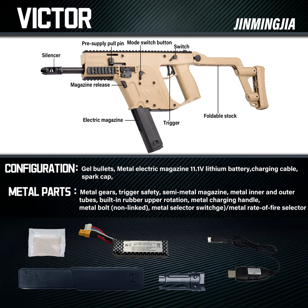 Vector Gel Ball Blaster Electric Auto Gel Blaster Toy Gun For Adult CQB Wargame - STJMJ Gel Blaster