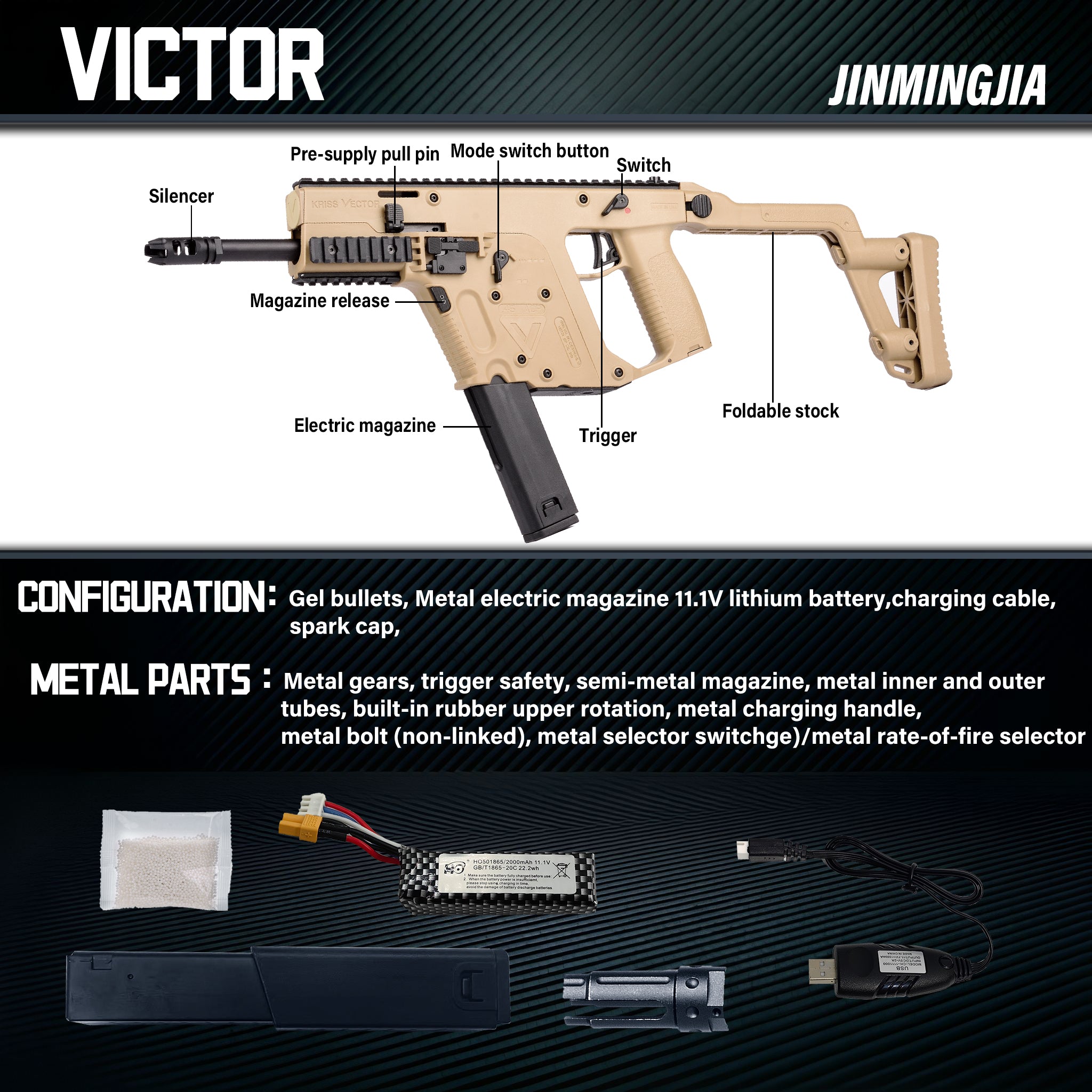 Vector Gel Ball Blaster Electric Auto Gel Blaster Toy Gun For Adult CQB Wargame - STJMJ Gel Blaster
