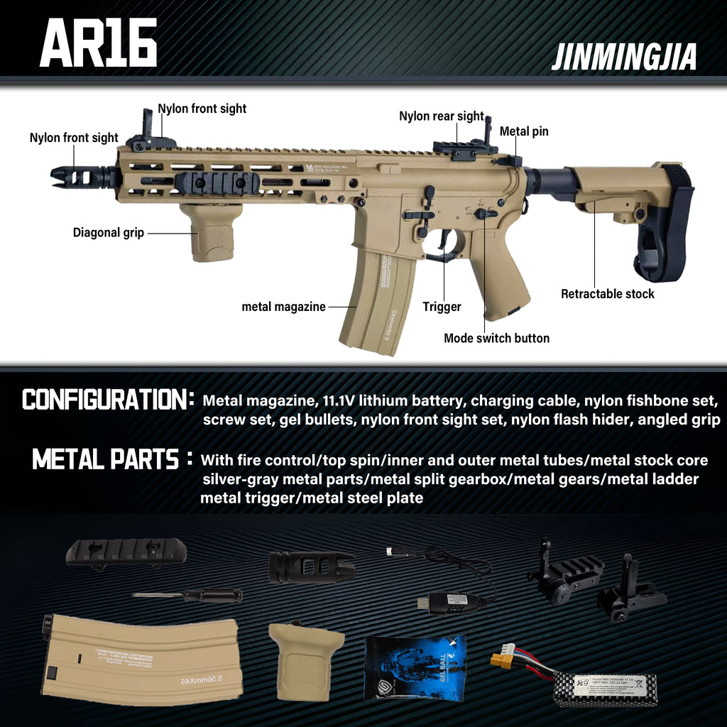 gel blaster AR16 toy guns 7-8mm Sand color - STJMJ Gel Blaster