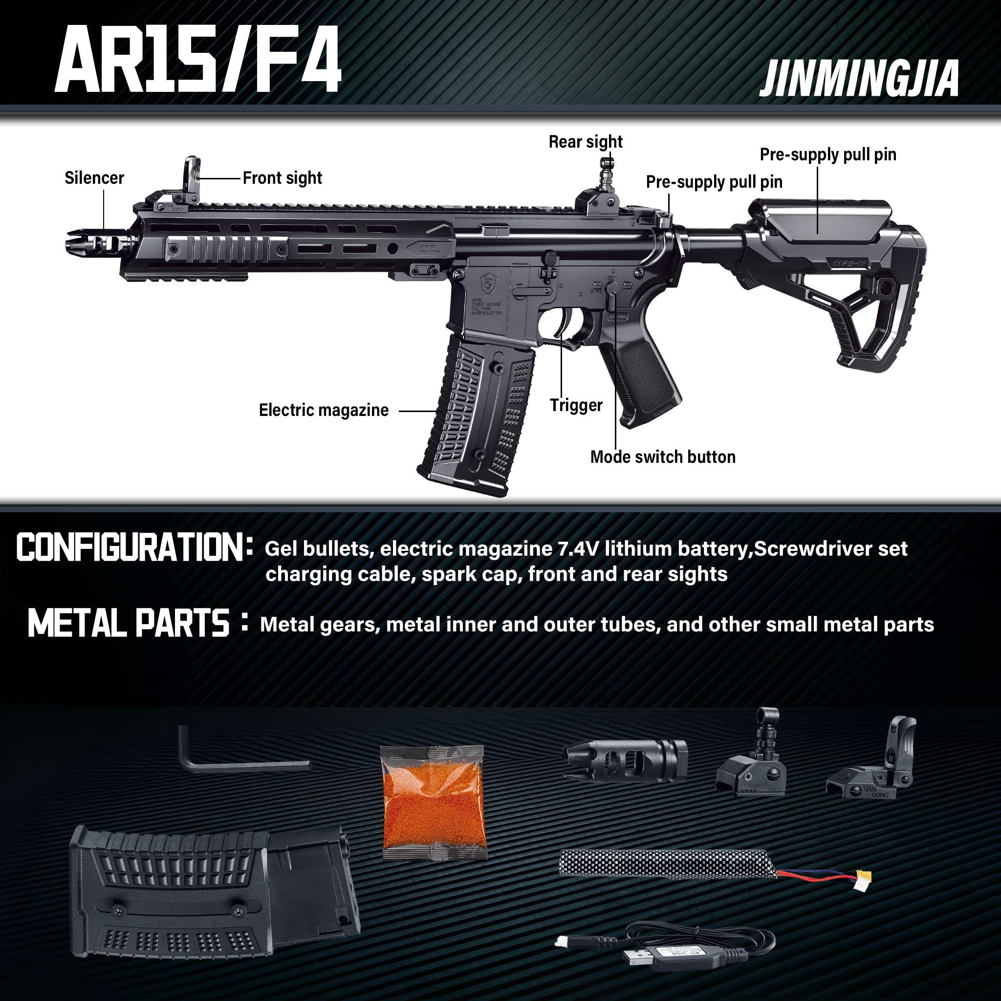 AR15 gel blaster tactical wargame toy gun - STJMJ Gel Blaster