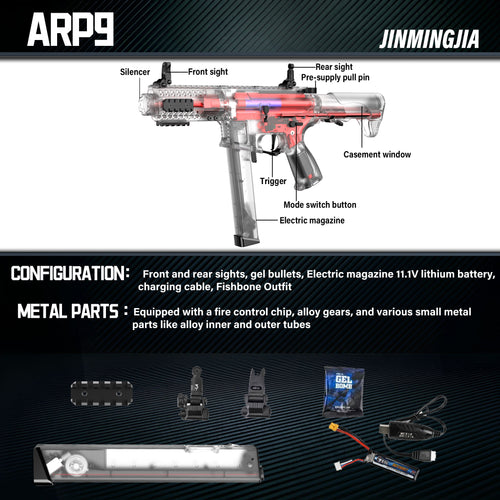 ARP9 5.0 Electric gel blaster completely transparent - STJMJ Gel Blaster