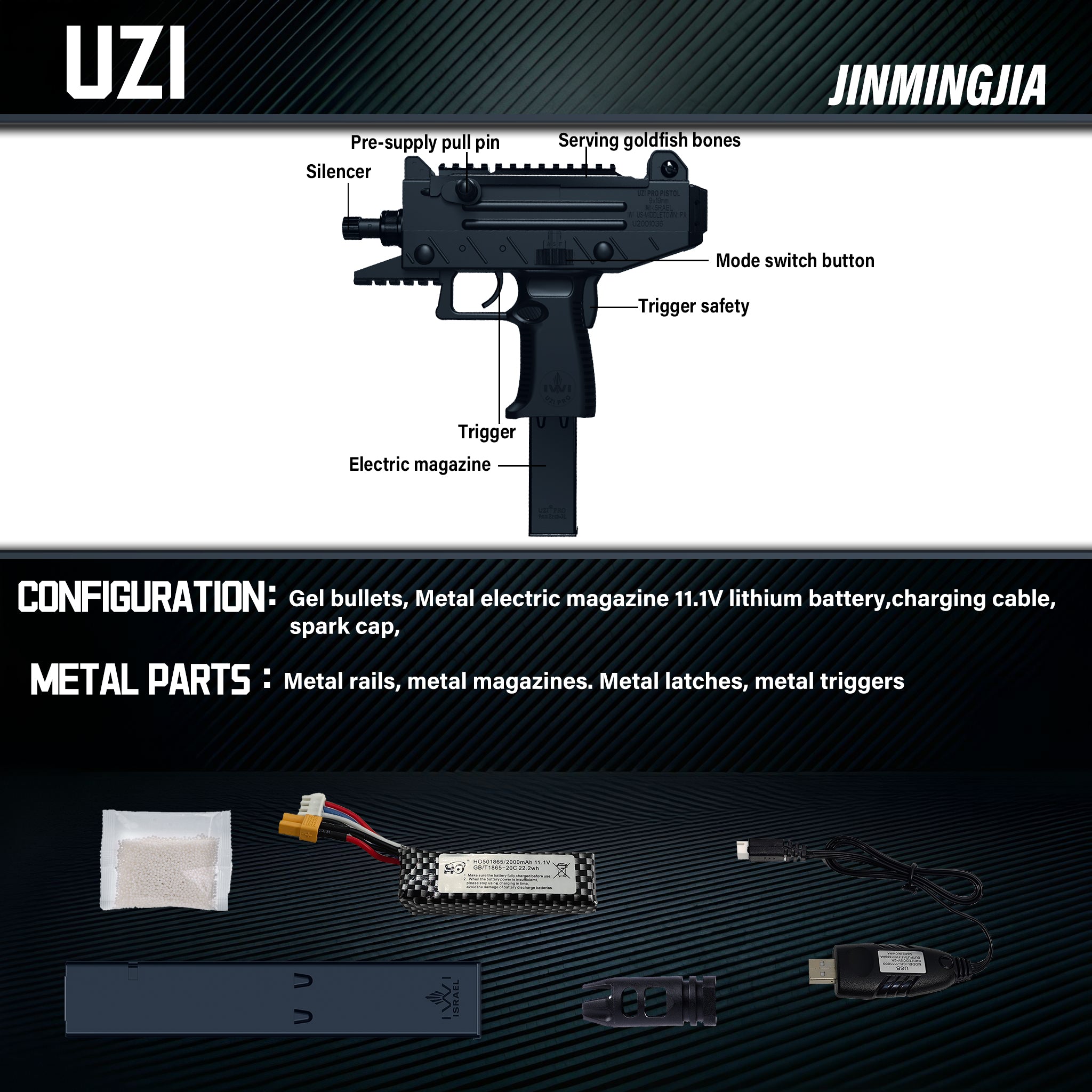UZI GEL GUN Gel Blaster Toy Gun Red Black Color Electric Automatic Splatter Ball Blaster Full Metal Gearbox Vintage Tactical Shooting Toy For Adult Indoor Wargame - STJMJ Gel Blaster