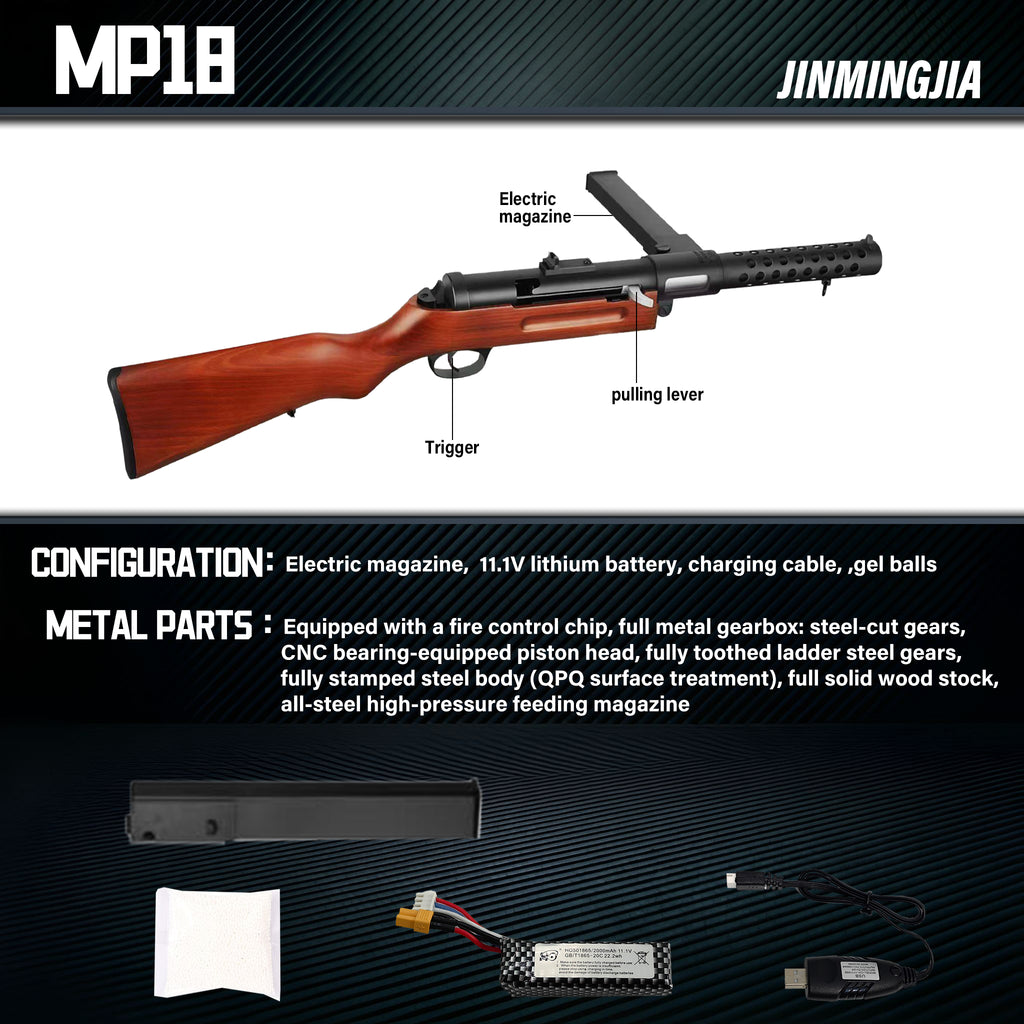 MP18 Classic Submachine Gun Electric Gel Blaster - STJMJ Gel Blaster